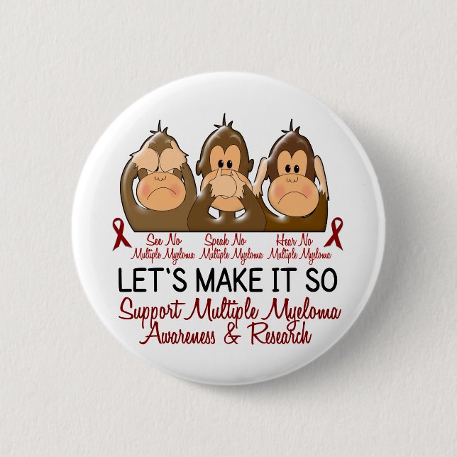 See Speak Hear No Multiple Myeloma 2 6 Cm Round Badge (Front)