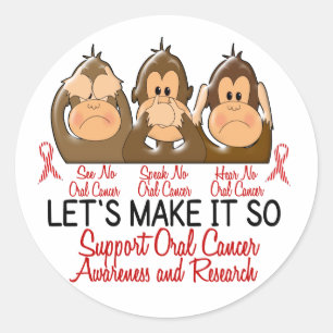 See Speak Hear No Oral Cancer 2 Classic Round Sticker