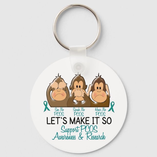 See Speak Hear No PCOS 2 Key Ring (Front)