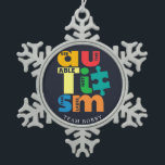 See The Able Autism Awareness Campaign Snowflake Pewter Christmas Ornament<br><div class="desc">For many people,  Autism Awareness comes around every April,  for others,  the awareness is everyday. This Autism Awareness Support design says See the Able Not the Label Autism. 

Perfect for your awareness campaigns as a team by adding your team name. Add the name by clicking the "Personalise" button</div>