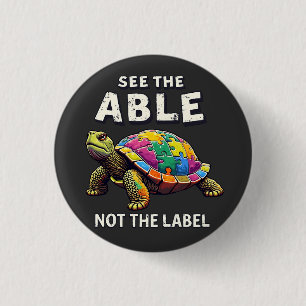 See the Able, Not the Label Autism Turtle Lovers 3 Cm Round Badge