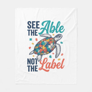 See the Able Turtle Puzzle Awareness Shirt Design_ Fleece Blanket