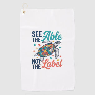 See the Able Turtle Puzzle Awareness Shirt Design_ Golf Towel