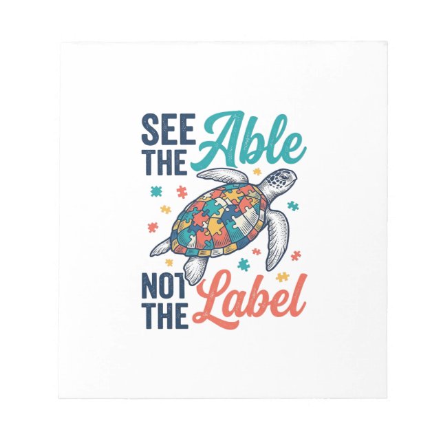 See the Able Turtle Puzzle Awareness Shirt Design_ Notepad (Front)