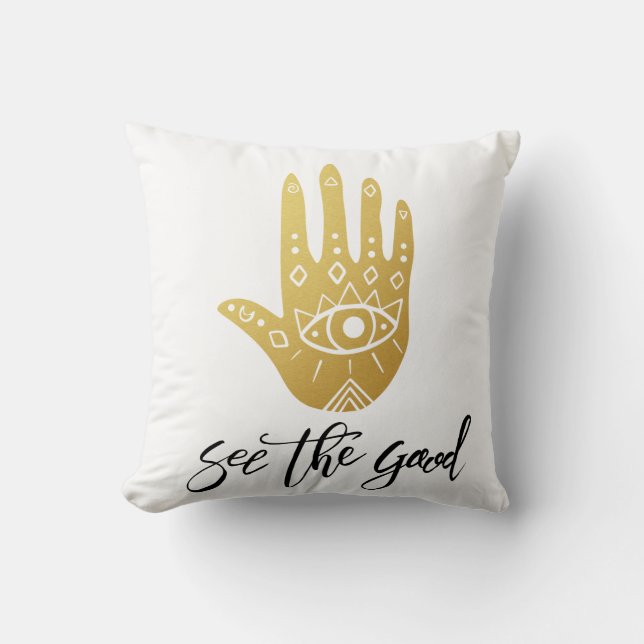 See the Good Hamsa Cushion (Front)
