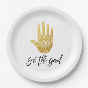 See the Good Hamsa Paper Plate