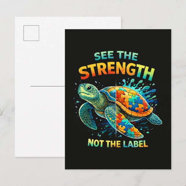 See the Strength Turtle Autism Acceptance Announcement Postcard (Front/Back)