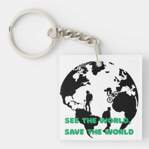 See the World Save the World Cycling Hiking  Key Ring