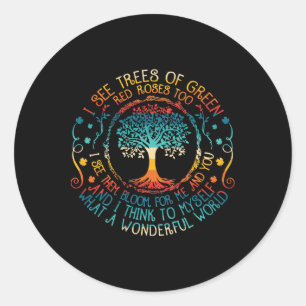 See Trees Green Roses Vintage Earth Day  Classic Round Sticker