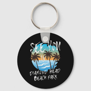 See You Diamond-head-beach-park Retro Vintage Oahu Key Ring