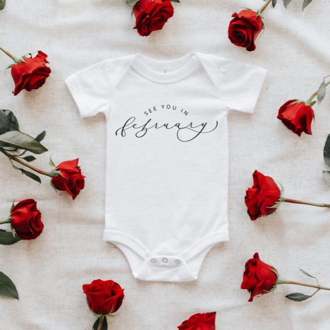 See You In February Pregnancy Announcement Baby Bodysuit (Creator Uploaded)