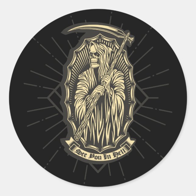 See You In Hell Classic Round Sticker (Front)