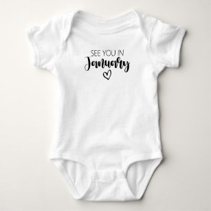 See You In January Pregnancy Announcement Baby Bodysuit