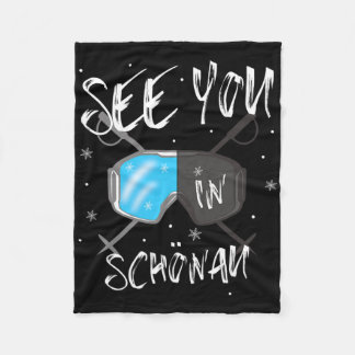 See You In Schönau Germany Vacation Ski Goggles  Fleece Blanket