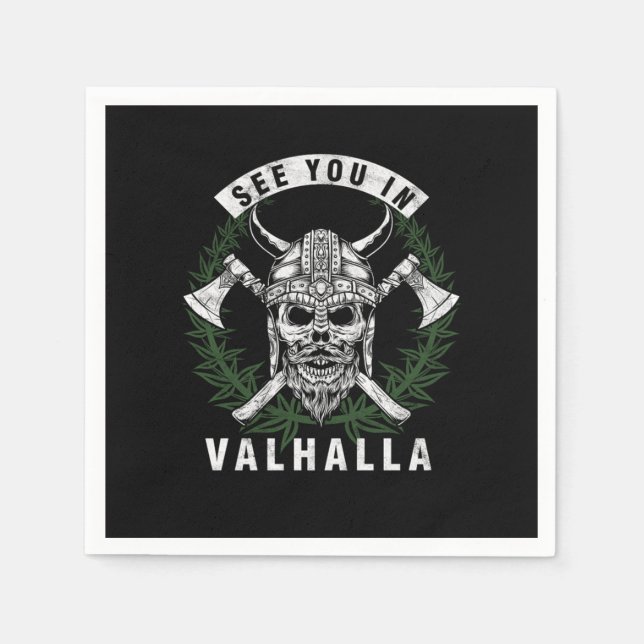 See You In Valhalla Cool Norsemen Myth Viking Scan Napkin (Front)