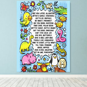 See You Later Alligator Rhyme Poster – Cute Animal Canvas Print