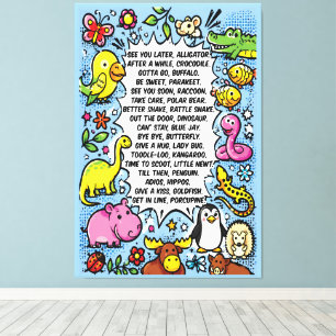 See You Later Alligator Rhyme Poster – Cute Animal Canvas Print