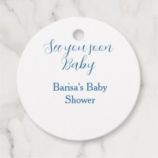 see you soon baby shower blue name date simple favour tags