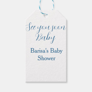 see you soon baby shower blue name date simple gift tags