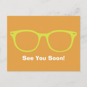 See You Soon Eyeglasses Postcard Lime & Orange
