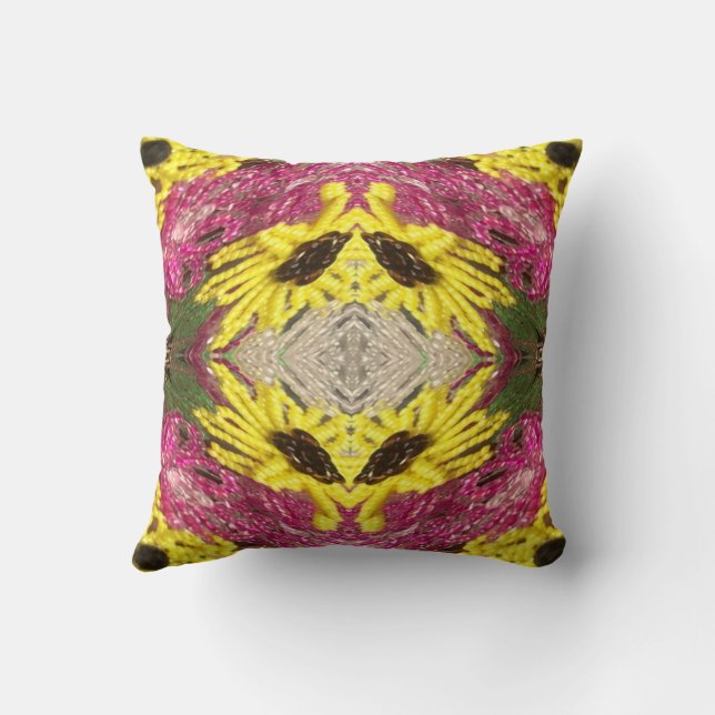 Seed Beading Floral Arrangement Pattern Abstract  Cushion (Back)