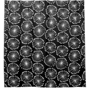 Seed Heads - White on Black Shower Curtain