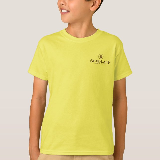 Seed Lake - pine cone logo on front, blank on back T-Shirt (Front)