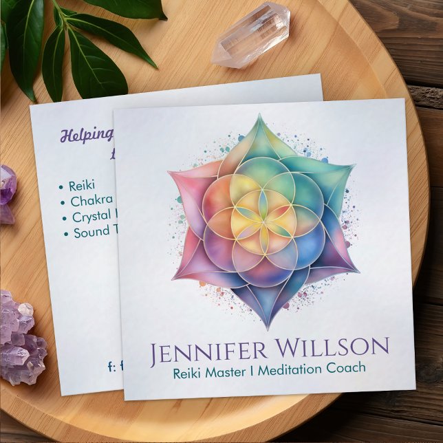 Seed of life in Lotus Square Business Card (Creator Uploaded)