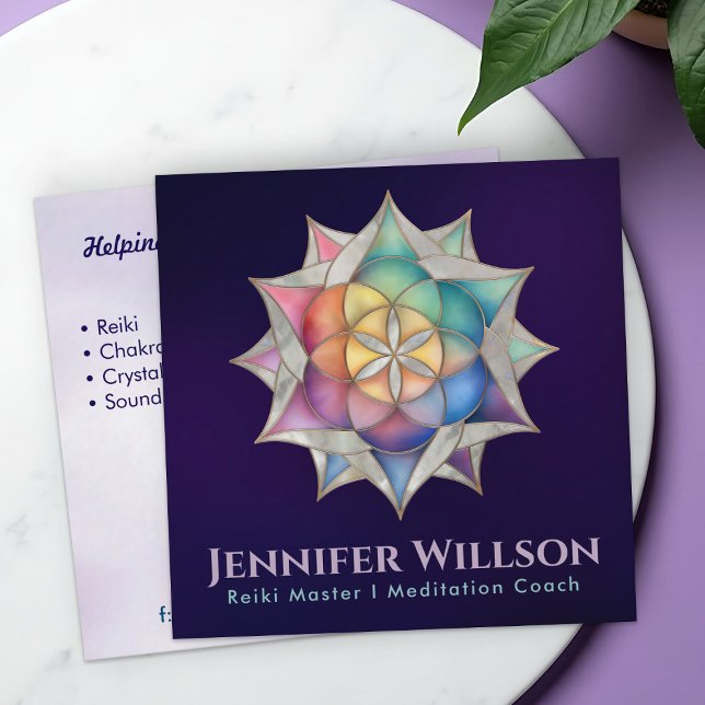 Seed of life in Lotus Square Business Card (Creator Uploaded)