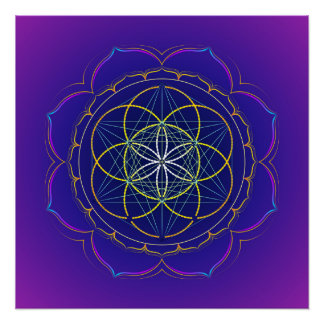 Seed of Life & Metatron's cube mandala Poster