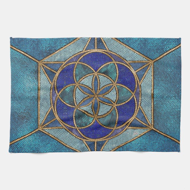 Seed of life Mosaic Ornament Tea Towel (Horizontal)