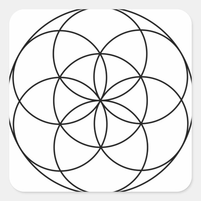 Seed of Life Sacred Geometry black & white Square Sticker (Front)