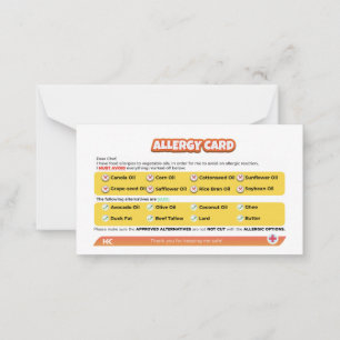 Seed Oil Allergy Card 