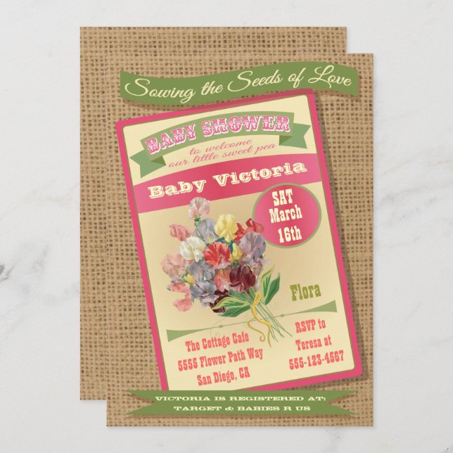 Seed Packet Baby Shower Invitations (Front/Back)
