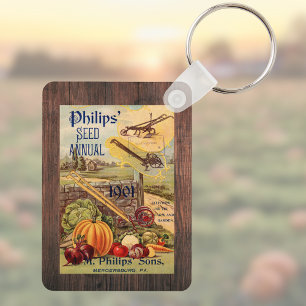 Seed Packet Catalogue Farming Vintage Vegetable Key Ring