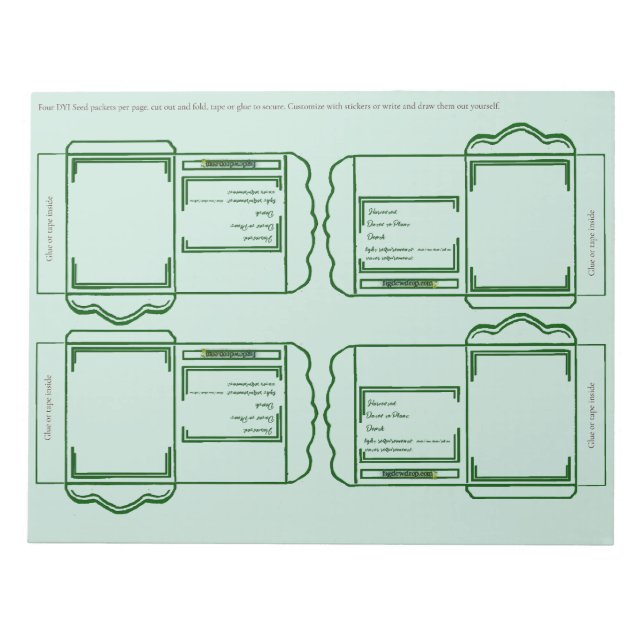 Seed Packet green DYI Notepad (Front)
