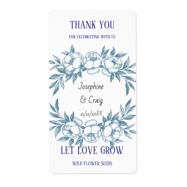Seed Packet Labels Wedding Favours (Front)