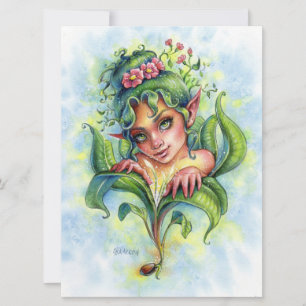 Seedling Flower Leaf Fairy Cute Girl Art Card