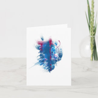 "Seedpod" blue and magenta art notecard