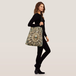 seeds metallic greens gold swirls crossbody bag