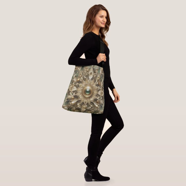  seeds metallic greens gold swirls  crossbody bag (On Model)