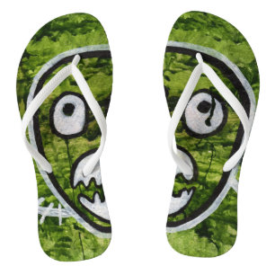 Seedy Pete Skull Odd Whimsical Monster Art Quirky Jandals