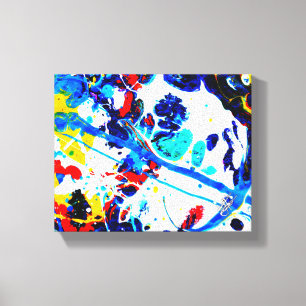 Seeing Blue Multicolor Abstract Splatter Canvas Print