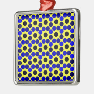 Seeing Dots Black and Blue Sq Premium Ornament
