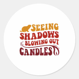 Seeing Shadows Blowing Out Candles Groundhog Birth Classic Round Sticker