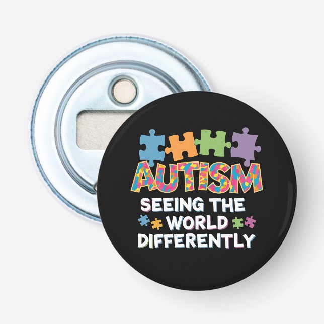 Seeing the World Differently Autism Awareness Bottle Opener (Front)