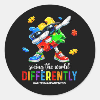 Seeing The World Differently Autism Awareness Classic Round Sticker
