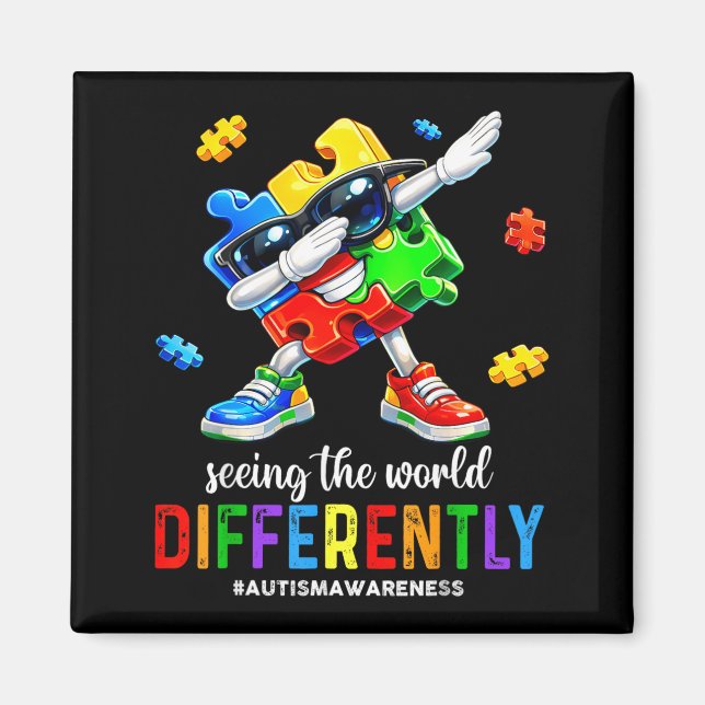 Seeing The World Differently Autism Awareness Magnet (Front)