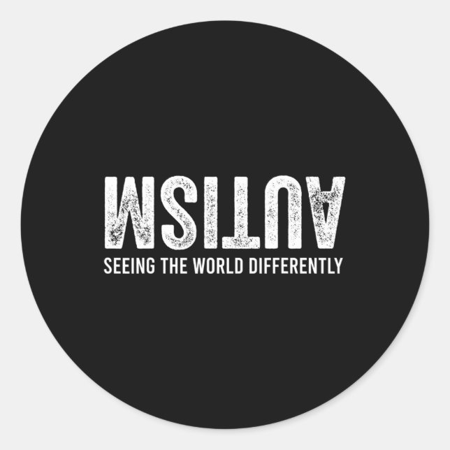 Seeing The World Differently Autism Awareness Men  Classic Round Sticker (Front)