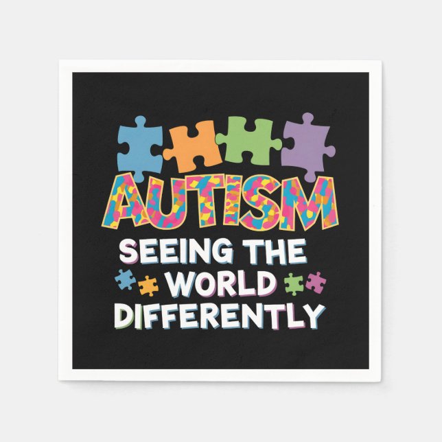 Seeing the World Differently Autism Awareness Napkin (Front)